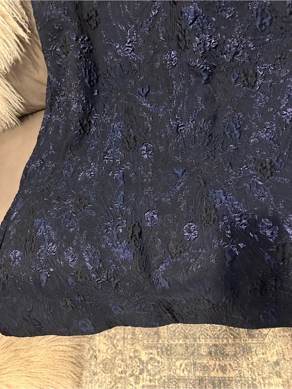 Rickie Freeman for Teri Jon off shoulder Dark Blue Dress - Picture 13 of 13
